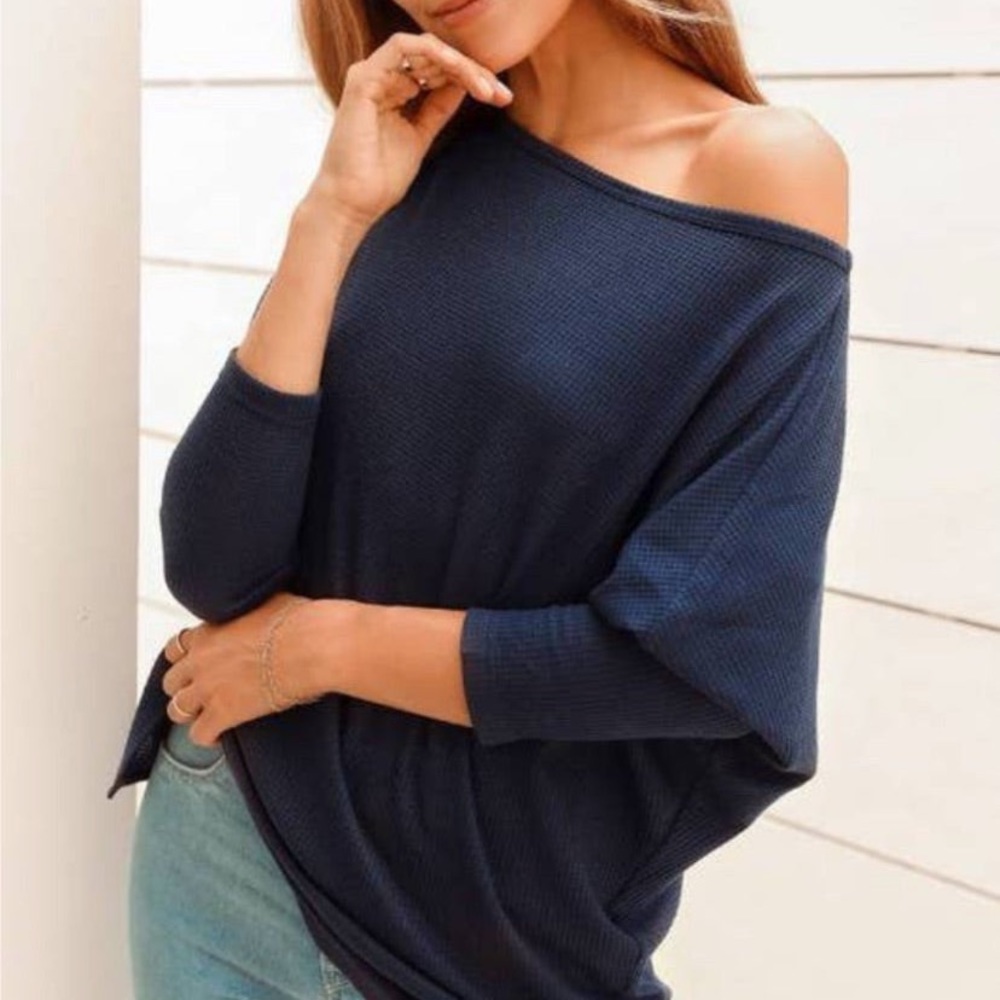 Boutique Navy Long Sleeve Top
